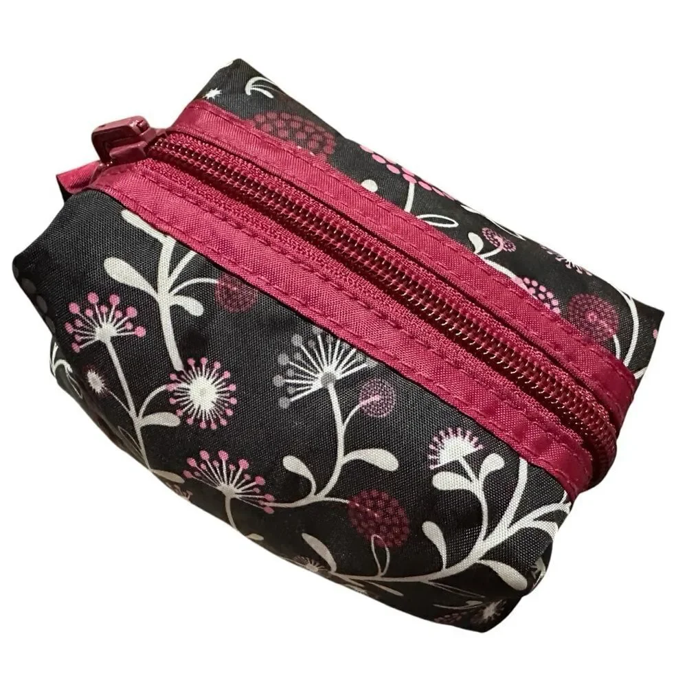Floral Makeup Bag | Compact & Stylish Floral Black and Pink Women's Bag